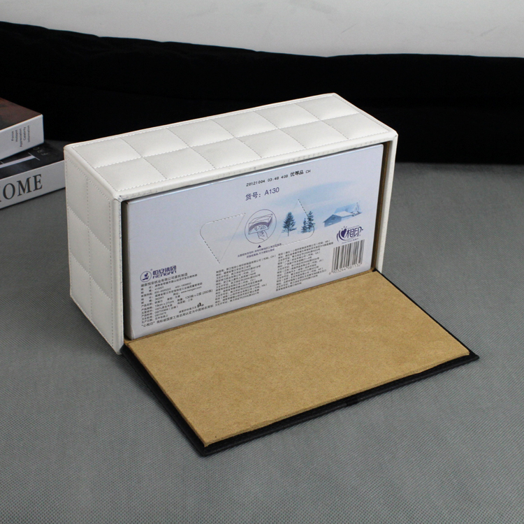 กล่องทิชชู่ หนังแกะ สีขาว ขนาด 25.5cm x 14cm x 9.5cm