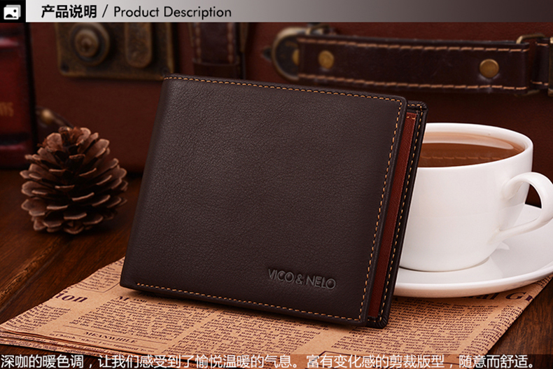 กระเป๋าสตางค์หนังแท้ Vico&Nelo 004 [สีน้ำตาลเข้ม]