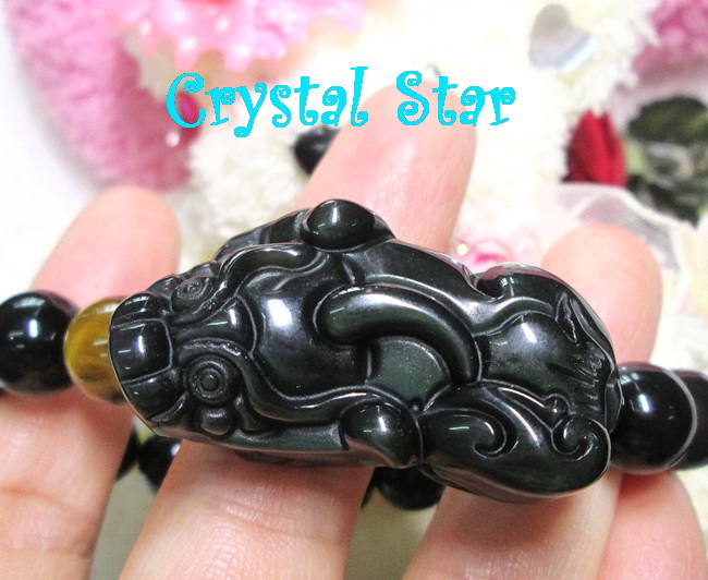 สร้อยข้อมือเรนโบว์ออปซิเดียน+ปี่เซี๊ยะ+ตาเสือ