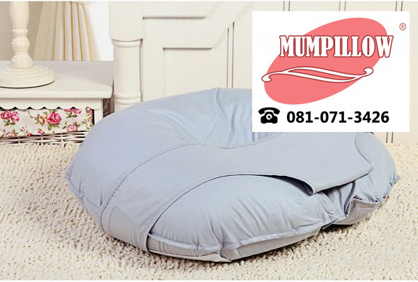 หมอนให้นม 2in1 เป็นทั้งหมอนฝึกนั่งและ หมอนรองให้นม สีฟ้า รุ่นใหม่ เพิ่มหมอนรองศีรษะเด็กทารก