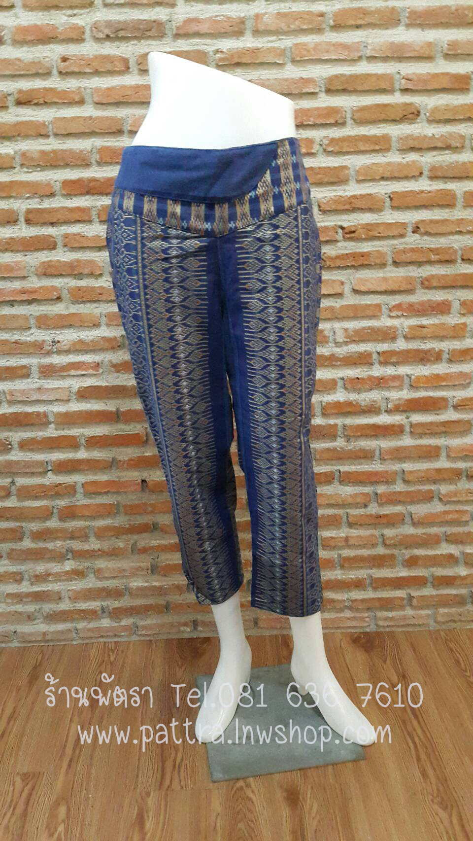 กางเกงผ้าฝ้ายผ้าพื้นเมือง5ส่วน