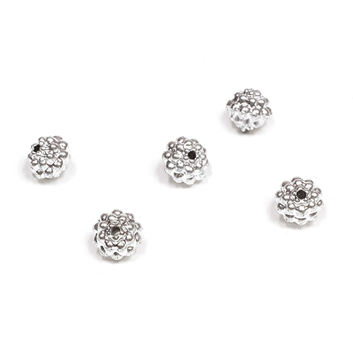 ลูกปัดพลาสติกเคลือบ เม็ดมะยมกลม 10 มม.สีเงิน