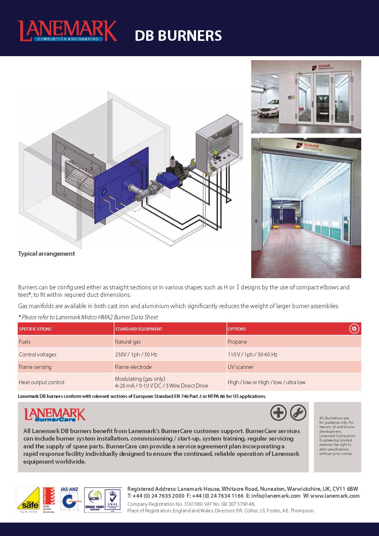 LANEMARK DB MK6 - Duct Burner l เครื่องพ่นไฟอุตสาหกรรม ท่อส่งลมร้อน กำลังสูงสุด 1,025 kW
