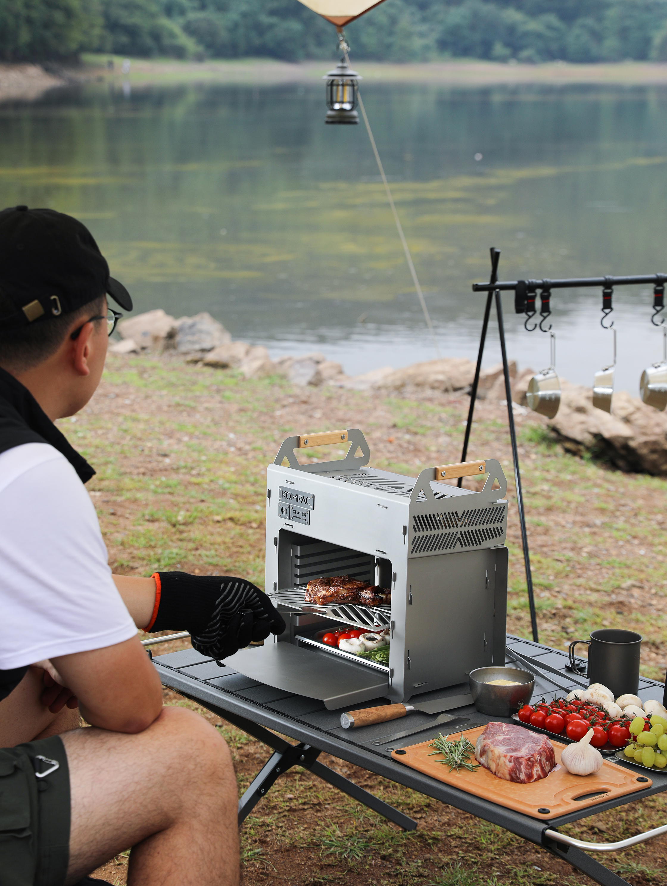 KOMPAC x PYB-2P X1 EXPLORER SERIES Detachable Gas Stesk Grill l เตาย่างแก๊สอินฟาเรด แสตนเลนพรีเมี่ยม สำหรับแคมป์ปิ้ง