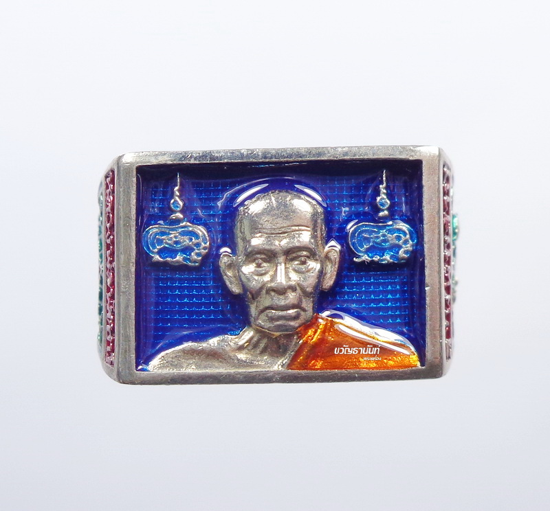 แหวน 100 ปี สิงห์พันล้าน หลวงพ่อพัฒน์ วัดห้วยด้วน เนื้อเงิน ลงยา (AB624)