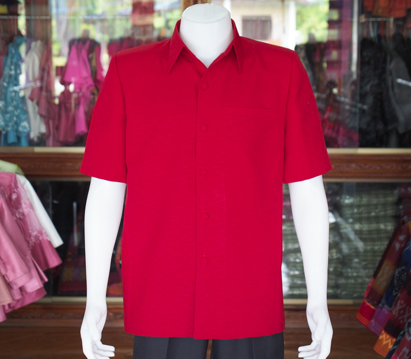 เสื้อผ้าฝ้ายผสม สีแดง ไซส์ L