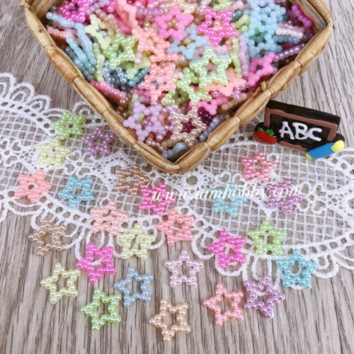ดาวมุก ลายไข่ปลา โทนสีสดใส คละสี (แพ็คละ50 ชิ้น)