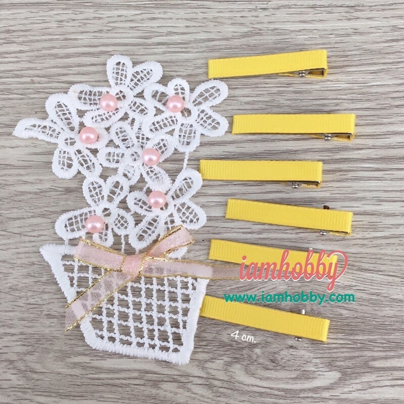 กิ๊บหุ้มผ้า ขนาด 4 cm. (แพ็คละ 10 ชิ้น/สี) (เลือกสี)