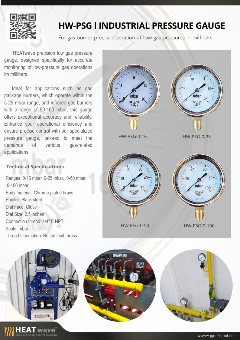 HEATWAVE Pressure Gauge 0-100 mbar l เกจวัดแรงดันแก๊สช่วงแรงดันต่ำ