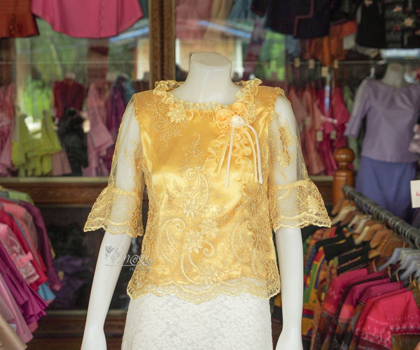 เสื้อลูกไม้ สีเหลืองทอง ไซส์ S