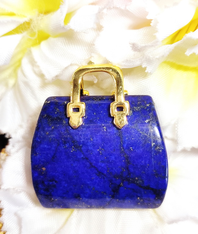 Lapis Lazuli แกะสลักรูปกระเป๋า