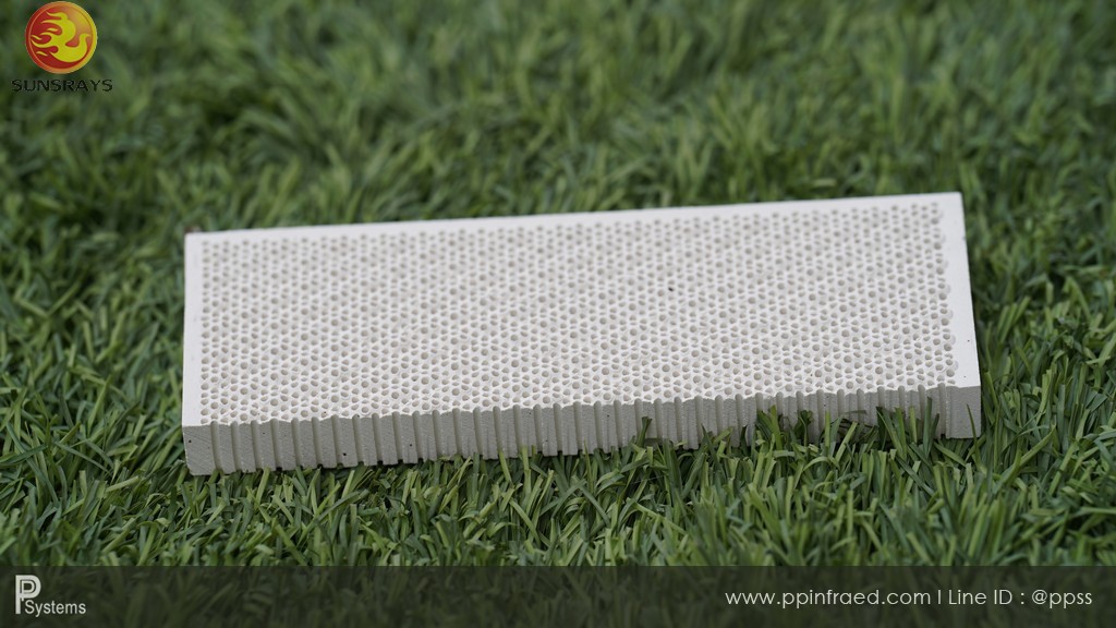 กระเบื้องหัวเตาอินฟาเรด แผ่นรังผึ้งหัวเตา HEATwave Cordierite Plaque (China) ขนาด 132x46x13