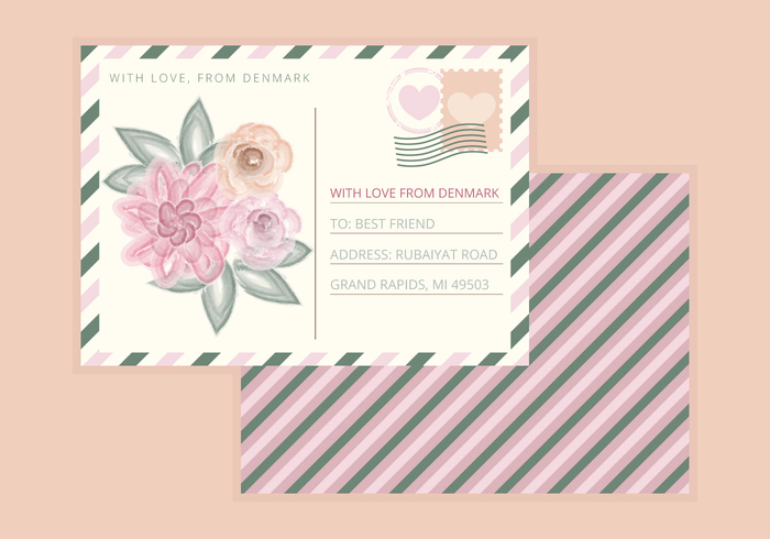 โปสการ์ด Postcard สไตล์การออกแบบดีไซน์ด้วยดอกไม้สีหวานๆและตกแต่งด้วยการไล่ระดับสีอย่างลงตัว โปสการ์ด ไว้สำหรับ ส่งบทความถึงคนสำคัญ // ตัวอย่างดีไซน์ โปสการ์ด Postcard พิมพ์โปสการ์ด โปสการ์ดสวยๆ Chill Shop Package