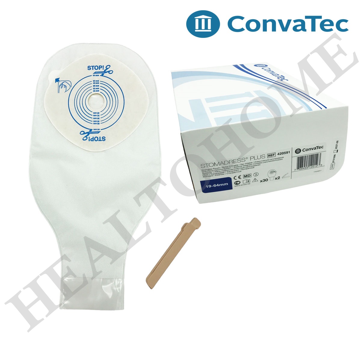 Convatec Stomadress ถุงอุจจาระหน้าท้อง แบบชิ้นเดียว ขนาด 19-64 มม. (Colostomy Bag)