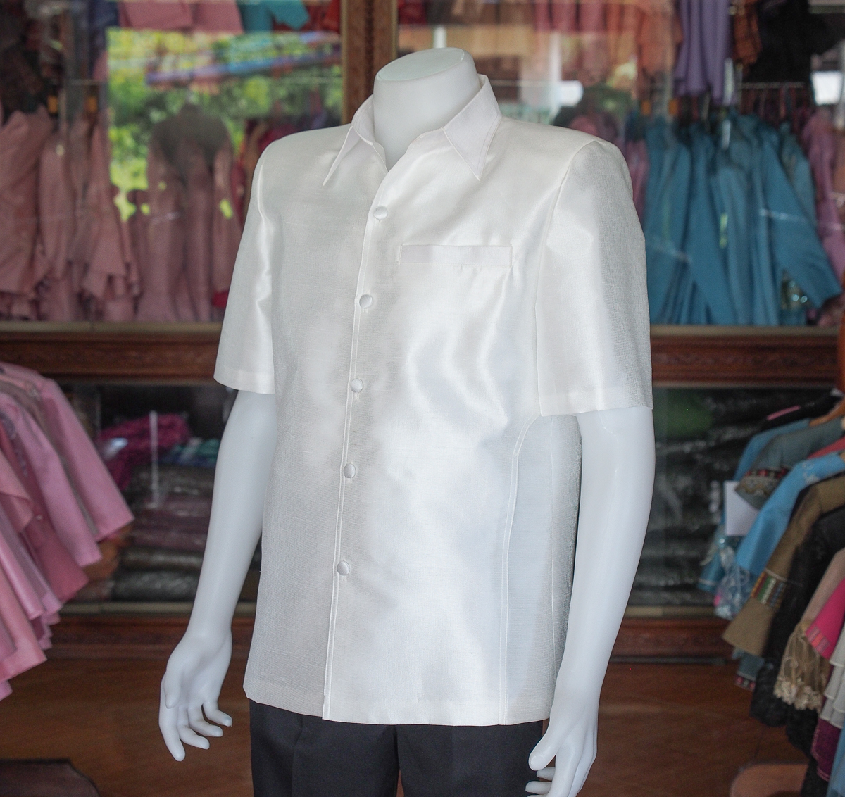 เสื้อสูทไหมมุก สีขาวงาช้าง ไซส์ XL