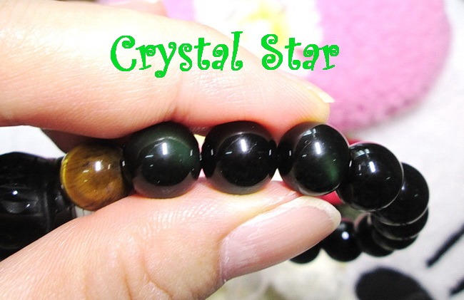 สร้อยข้อมือเรนโบว์ออปซิเดียน+ปี่เซี๊ยะ+ตาเสือ