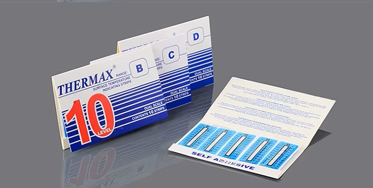 THERMAX 10 Level Heat-sensitive single use temperature detection strips 77-110°C l แถบวัดอุณหภูมิแบบครั้งเดียว ย่าน 77-110 องศาเซลเซียส