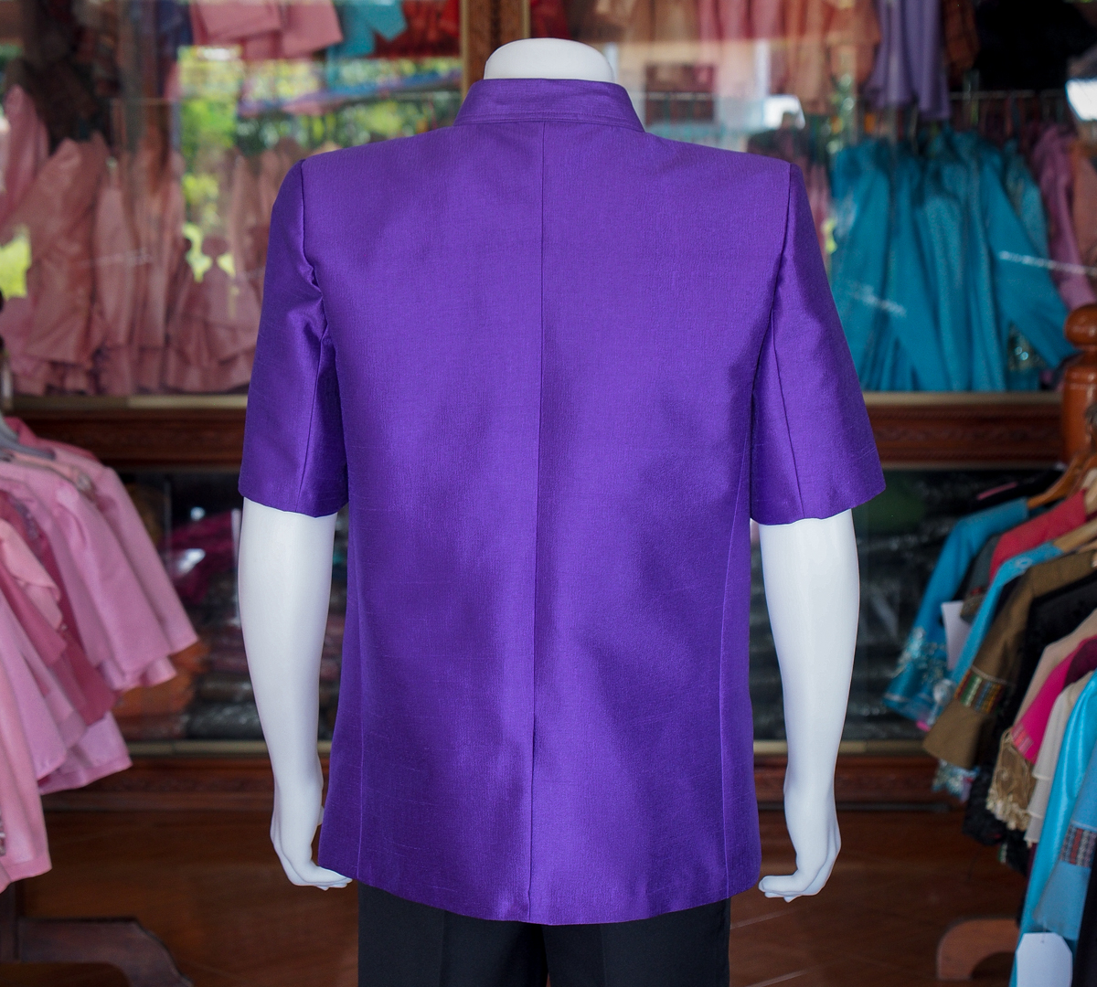 เสื้อสูทไหมมุก สีม่วงเข้ม ไซส์ XL