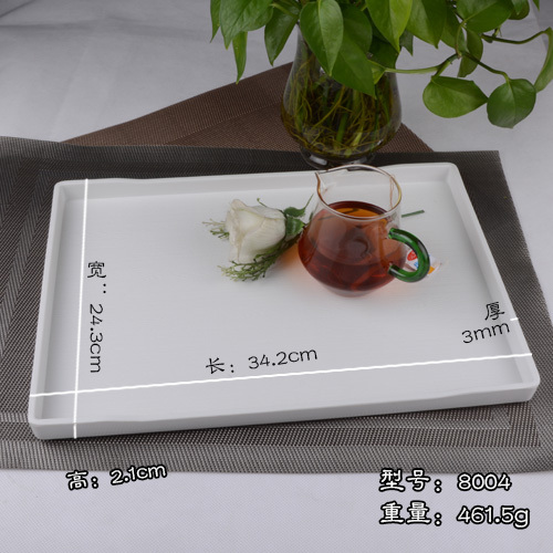 ถาดโรงแรม ถาดอาหาร เมลามีน ผิวลายไม้ wood texture สีขาว ขนาด 34.2cm x 24.3cm x 2.1cm หนา 3 mm