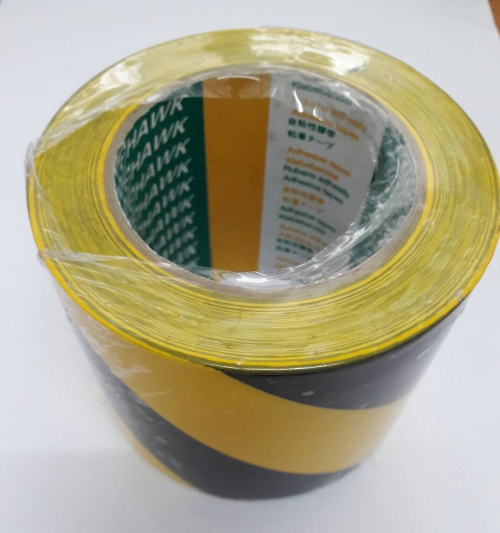 Marking Tape Yellow Black 4in x 33m. เทปตีเส้นพื้น สีเหลืองดำ กว้าง 4 นิ้ว ยาว 33 เมตร