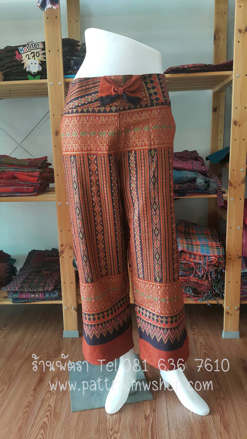 กางเกงผ้าฝ้ายผ้าพื้นเมือง5ส่วน