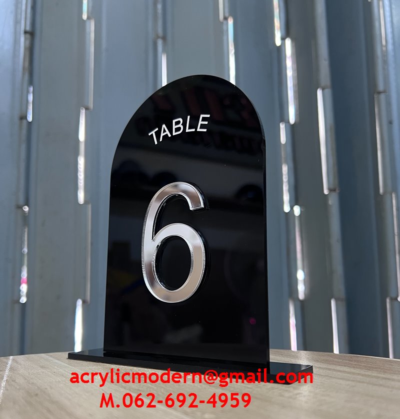 ป้ายหมายเลขโต๊ะอคริลิค สำหรับคาเฟ่ ร้านอาหาร ร้านกาแฟ table number ขนาด 4x6 นิ้ว