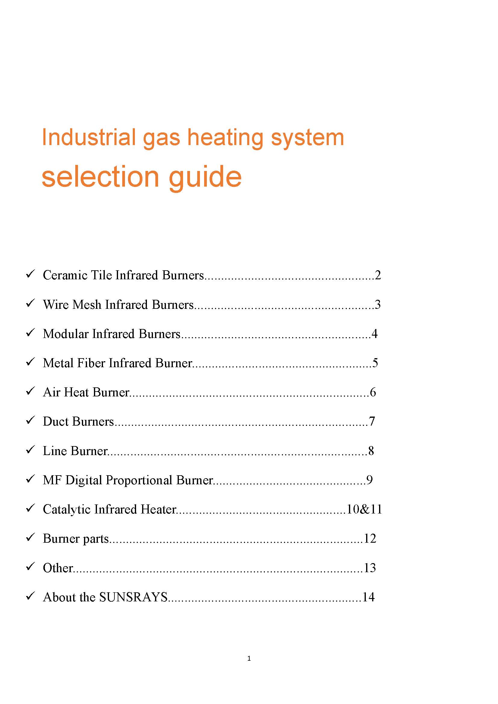 SUNSRAYS Industrial Gas Burner Brochure