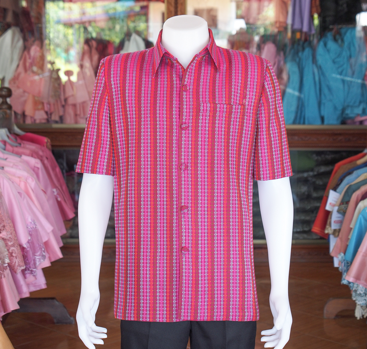 เสื้อผ้าฝ้ายทอลายลูกแก้ว ไซส์ 3XL