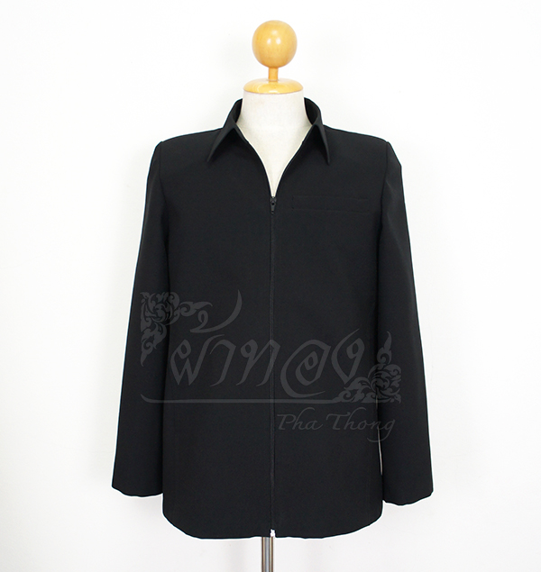เสื้อซิปผ้าโอซาก้าสีดำแขนยาว ไซส์ S