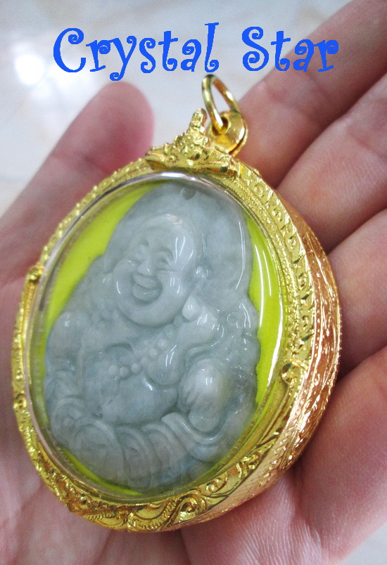 จี้หยกพระสังกัจจายในกรอบทองไมครอน