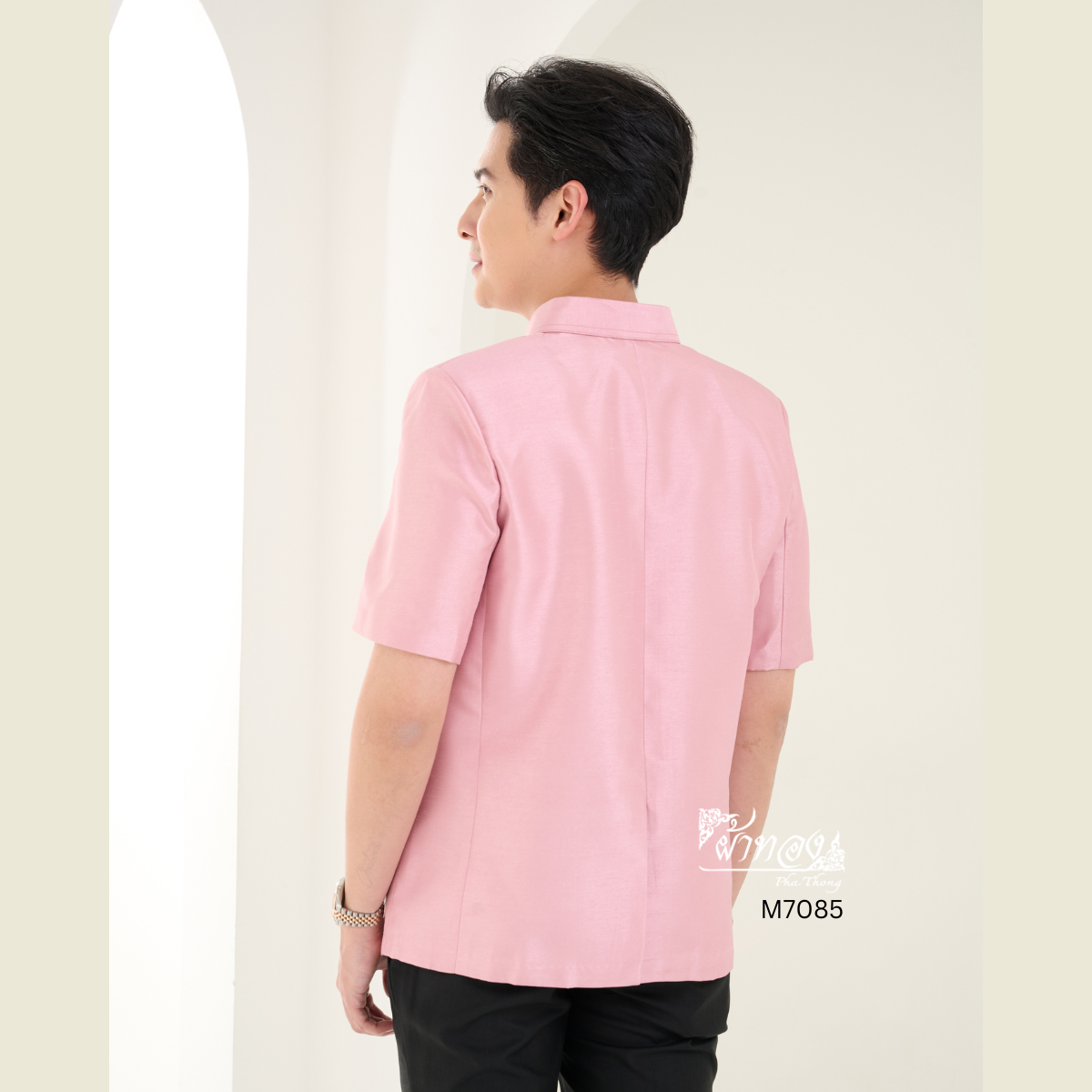 เสื้อผ้าไหมแพรทอง สีชมพูกะปิ ไซส์ S