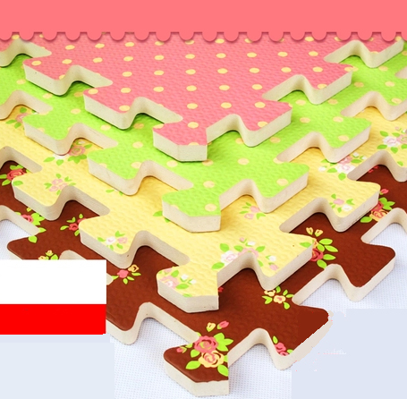 แผ่นโฟมรองคลาน EVA PUZZLE MAT ขนาด 0.60x0.60 หนา 10 มม.ลายดอก 1 ชุดมี 4 แผ่น 4 สี