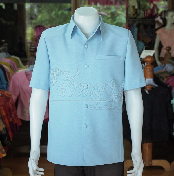 เสื้อผ้าฝ้ายแพรเงิน สีฟ้าอ่อน ไซส์ 4XL
