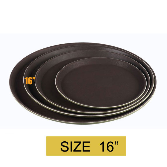 ถาดเสิร์ฟกันลื่นแบบกลม ถาดโรงแรม ภัตตาคาร ถาดเสิร์ฟอาหาร ขนาด 16" ( 40.5 cm )