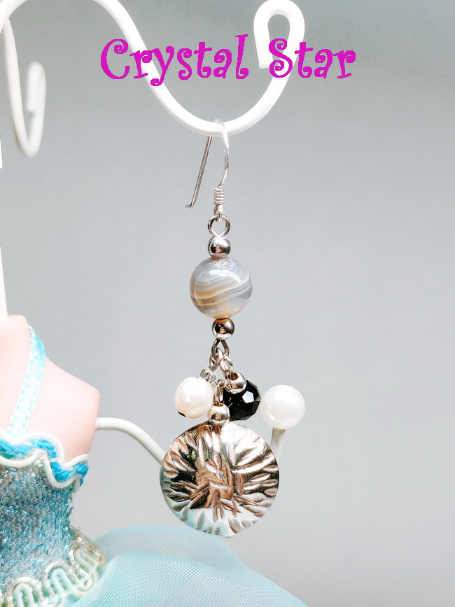 ต่างหูเงินแท้กับอาเกต คริสตัลและมุกแท้