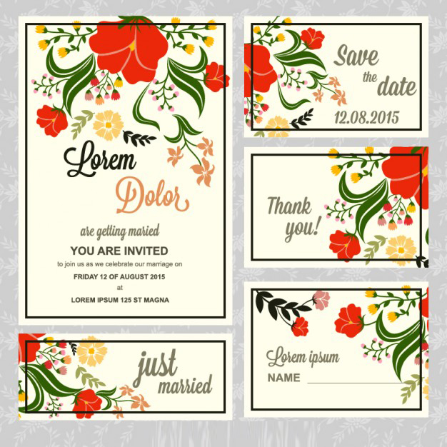 การ์ดแต่งงาน Wedding card สไตล์การออกแบบดีไซน์โดยใช้สีครีมเป็นสีพื้นมีดอกไม้สวยๆพร้อมจัดวางอย่างเป็นระเบียบโดยไม่บดบังรายละเอียดอื่นๆ การ์ดงานแต่ง ไว้สำหรับ เรียนเชิญแขกผู้มีเกียรติเข้ามาร่วมงานแต่งงาน // ตัวอย่างดีไซน์ การ์ดแต่งงาน การ์ดเชิญ การ์ดสวยๆ