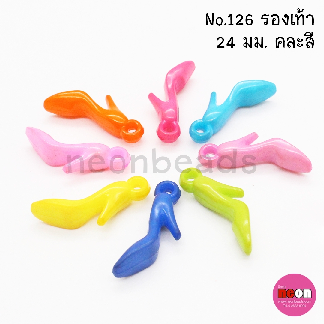 c043อะไหล่พลาสติกสีสดNo.126รองเท้าจิ๋ว24มม.คละสี