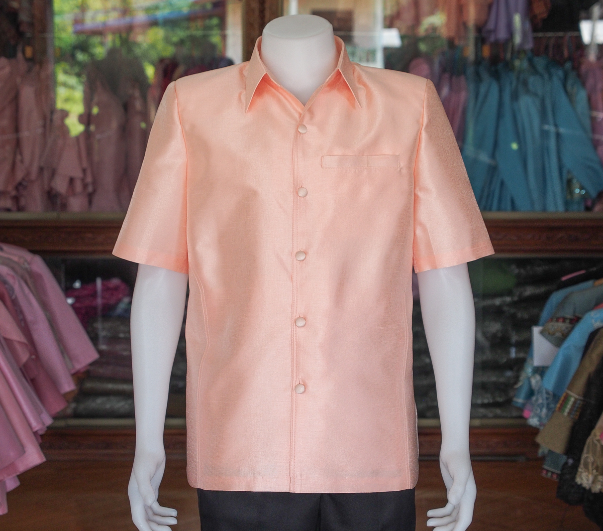 เสื้อสูทไหมมุก สีโอรส ไซส์ 2XL