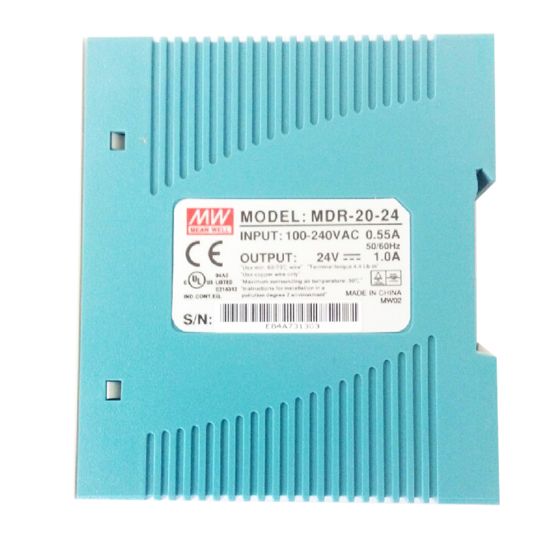 Meanwell Power supply 20 watt Model MDR-20-24 input 100-240vac output 1A dinrail type