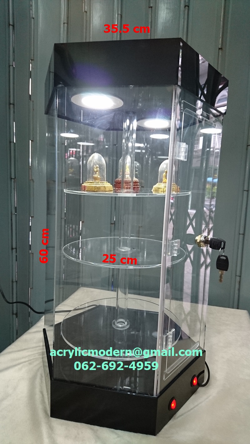 ตู้โชว์หกเหลี่ยม หมุนได้ มีไฟ