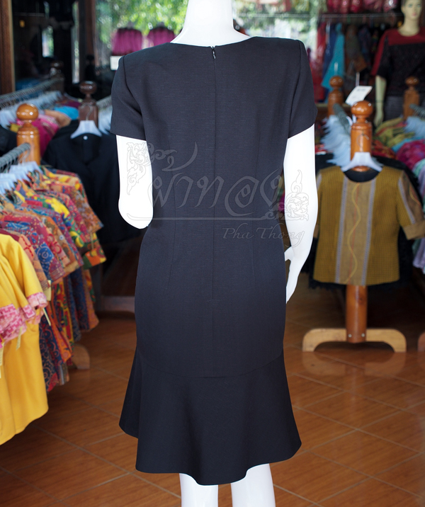 เดรสให้นมผ้าฝ้ายผสม สีดำ