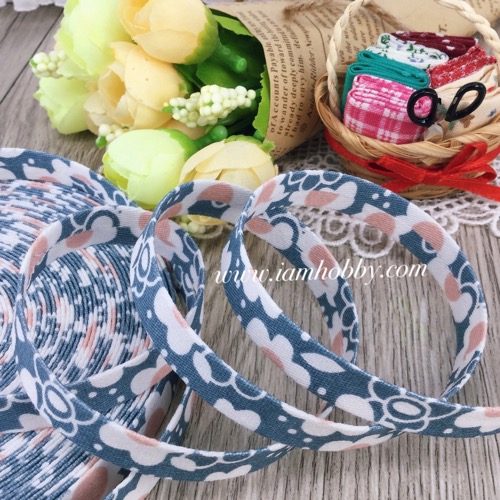 ริบบิ้นผ้า เทปผ้าสไตล์ญี่ปุ่น ขนาด 10 มิล ลายดอกไม้ (1 หลา) (เลือกสี)