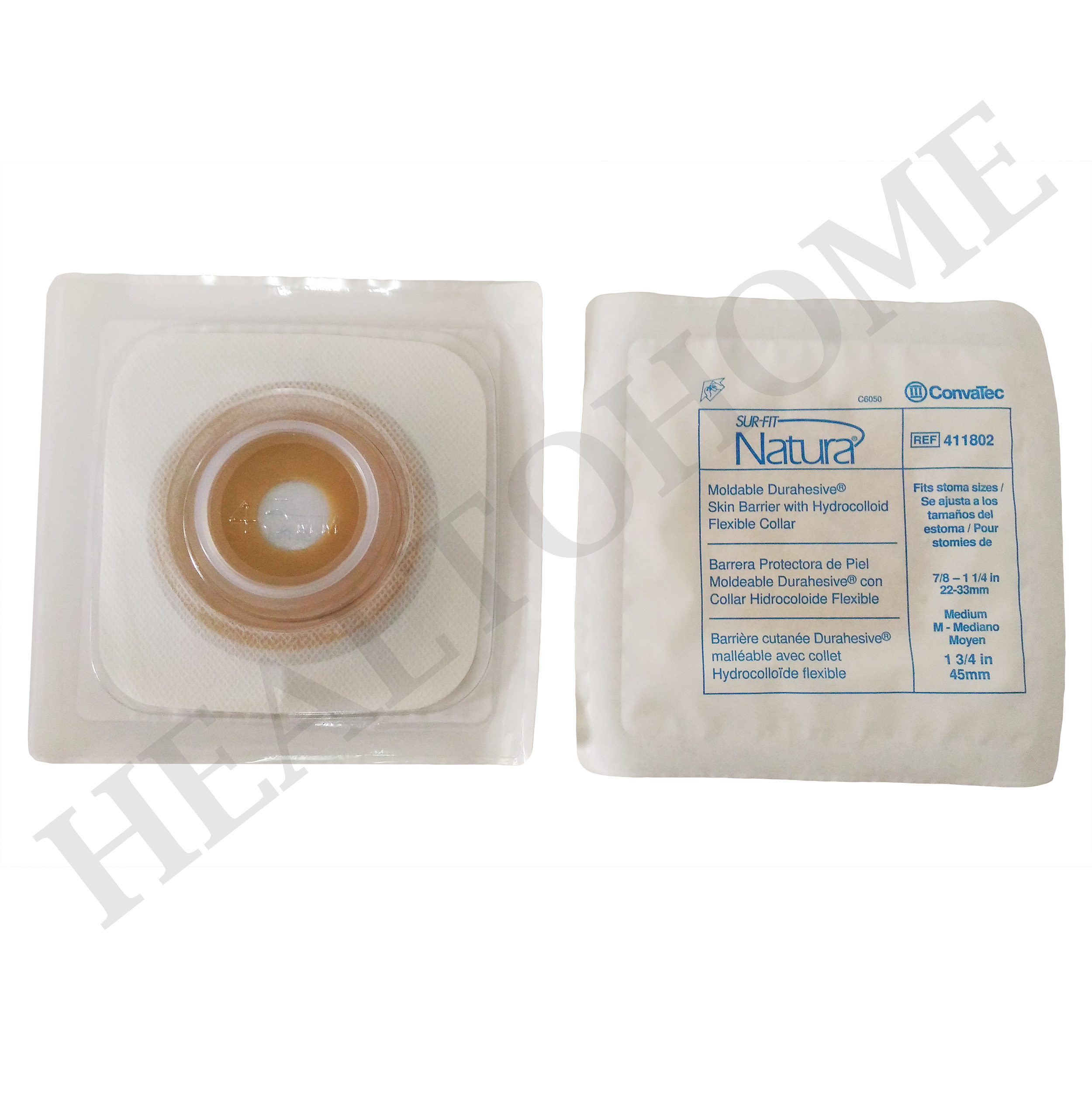 Convatec Sur-Fit Natura Flat Moldable แป้นสำหรับติดถุงหน้าท้อง แบบปั้นแต่ง (เฉพาะแป้น ไม่รวมถุง)