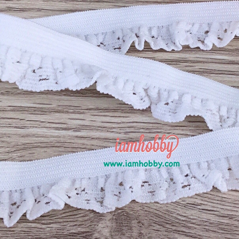 ระบายลูกไม้ยืดสีขาว ขนาด 1.5 cm. ( 1 หลา )