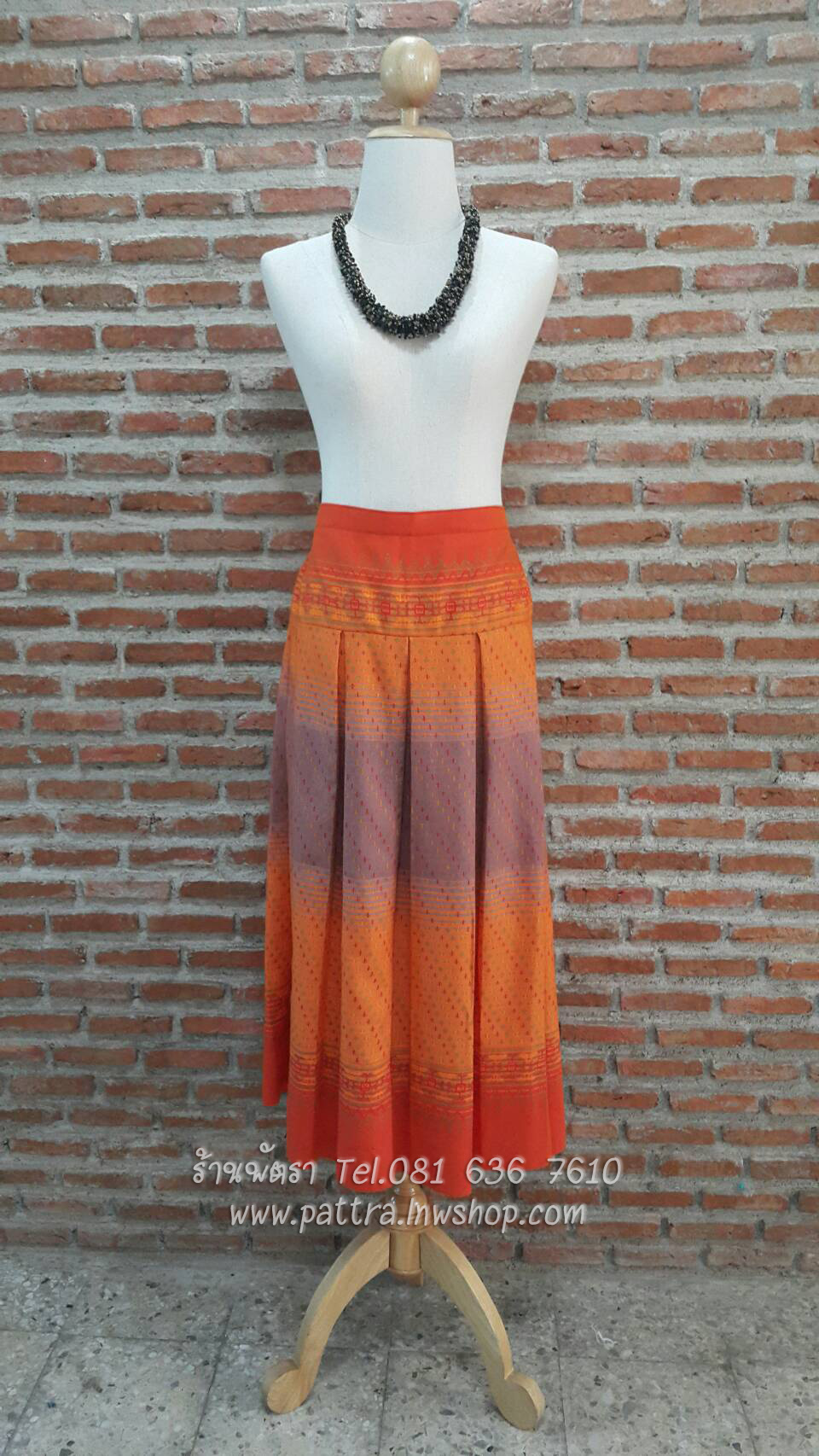 กระโปรงผ้าฝ้ายผ้าพื้นเมืองลายสวย