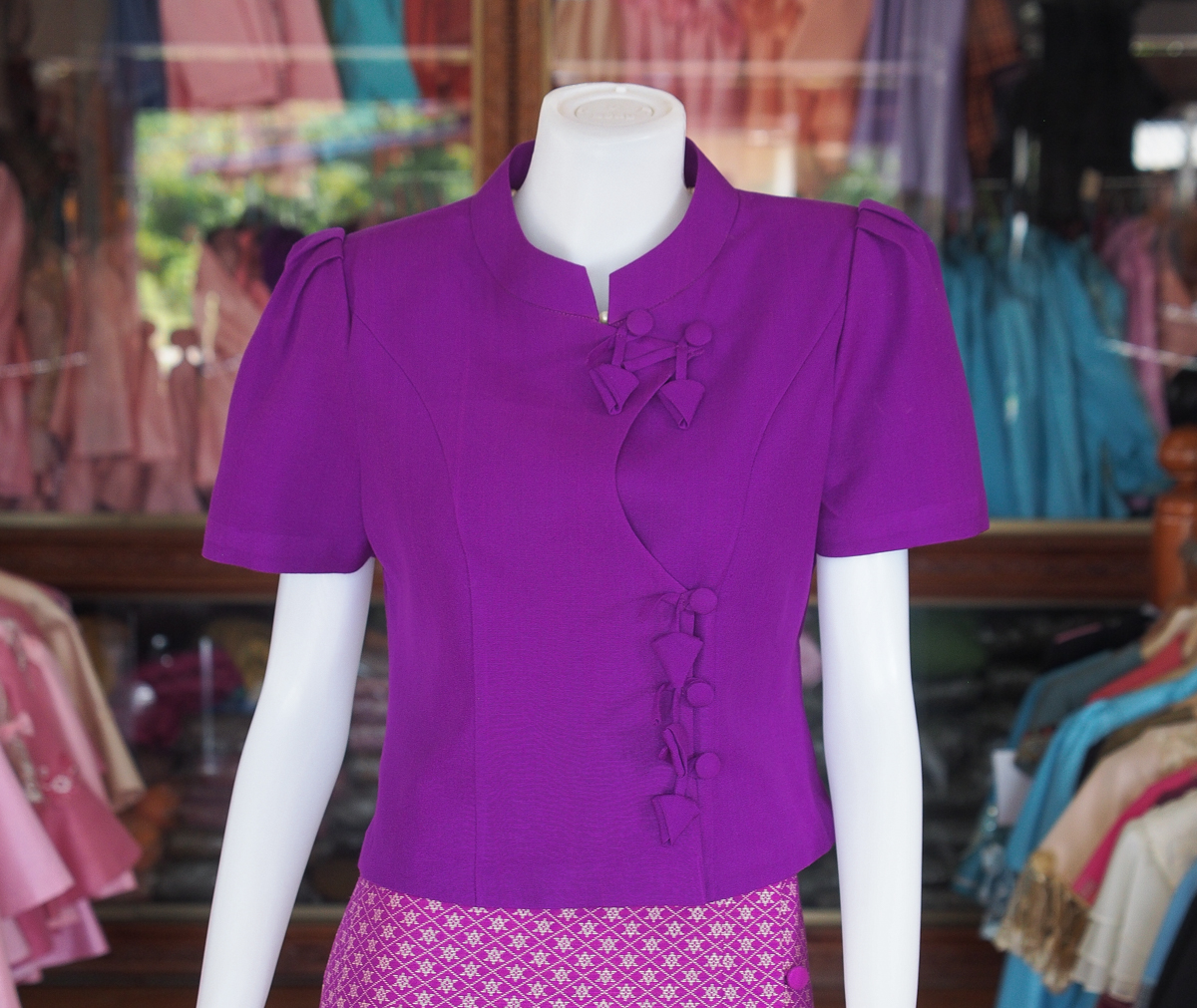 เสื้อผ้าฝ้ายสุโขทัย สีม่วง ไซส์ M