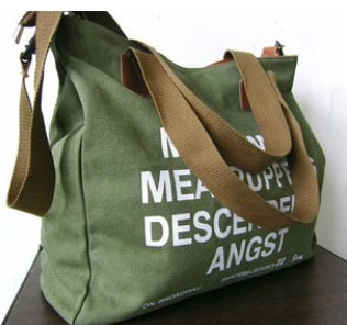 กระเป๋าสะพายผ้า แฟชั่นเกาหลี กระเป๋า shopping bag สี green