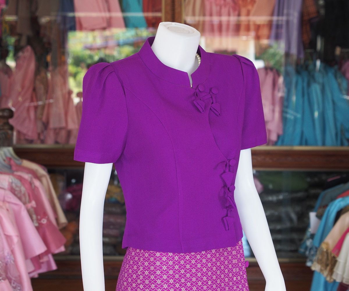 เสื้อผ้าฝ้ายสุโขทัย สีม่วง ไซส์ M