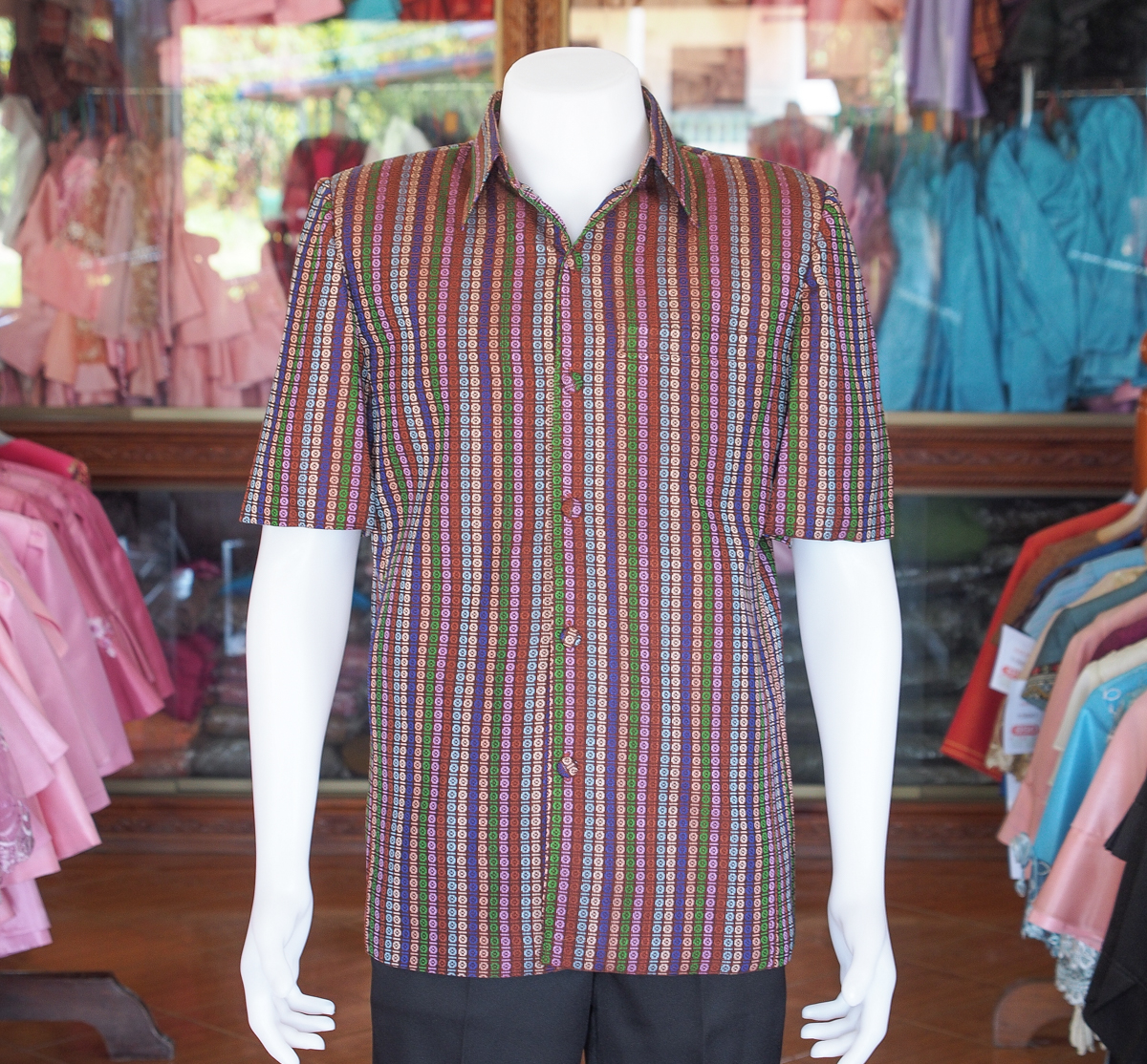 เสื้อผ้าฝ้ายทอลายลูกแก้ว ไซส์ L