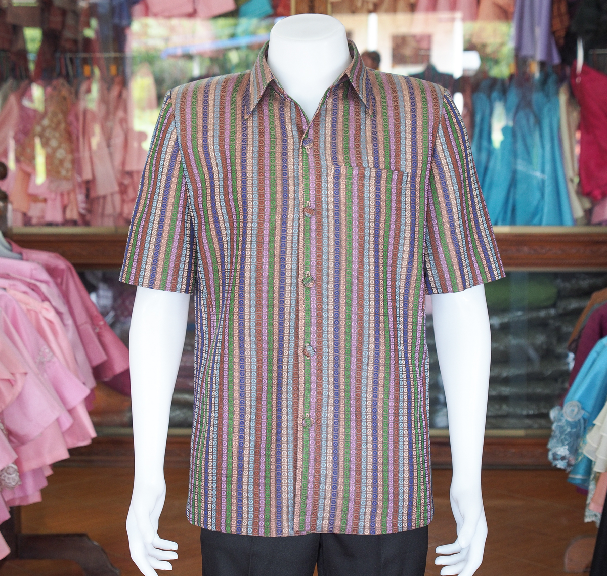 เสื้อผ้าฝ้ายทอลายลูกแก้ว ไซส์ L